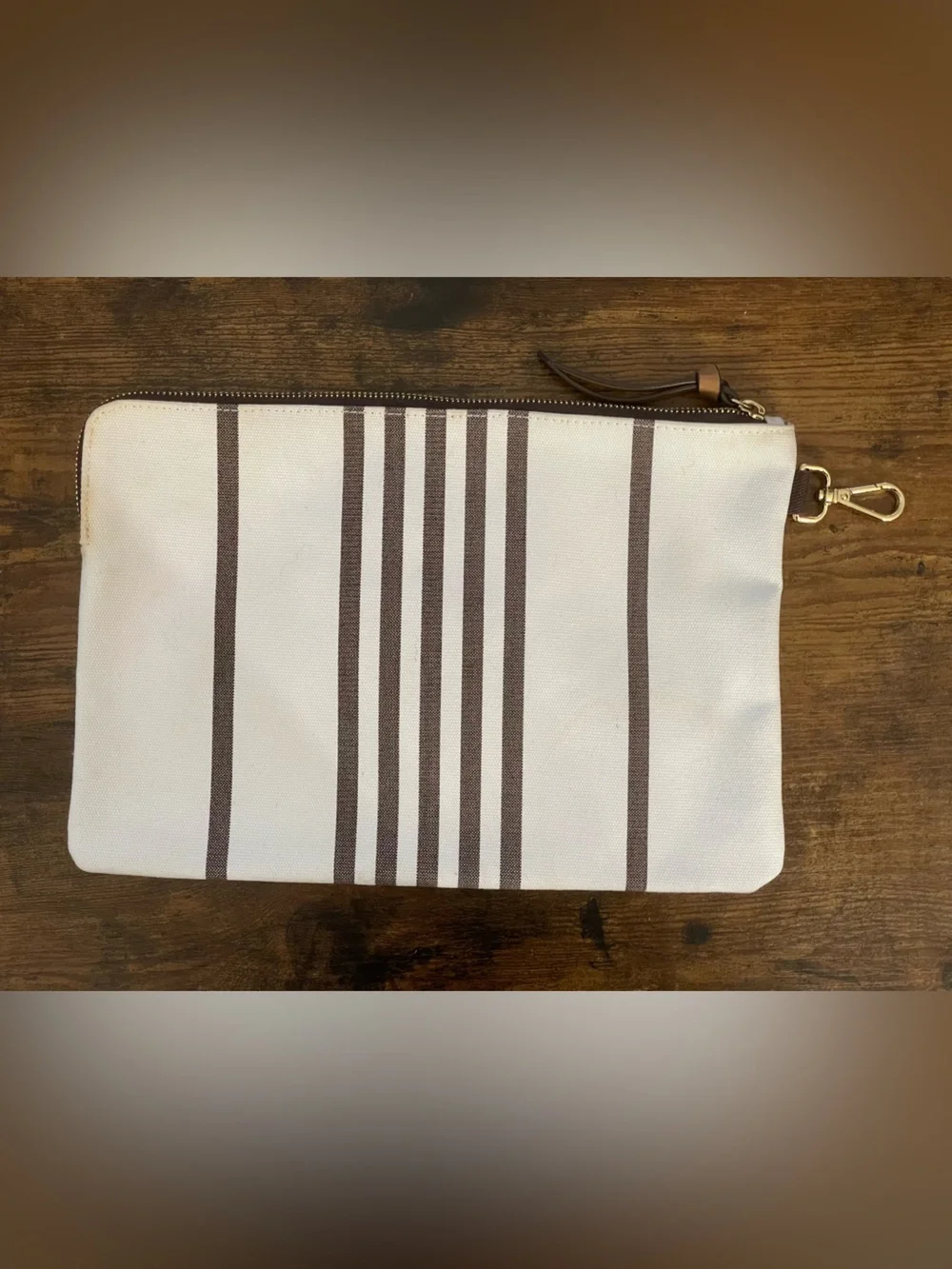 HENRI BENDEL Set of 2 Striped Canvas Travel Pouches